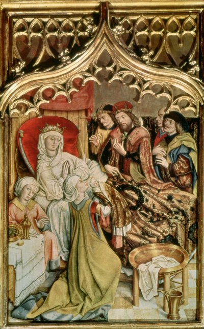 Der St. Elisabeth-Altar, Detail (Geburt der hl. Elisabeth) 1474-77 von Master of the Legend of St. Elizabeth